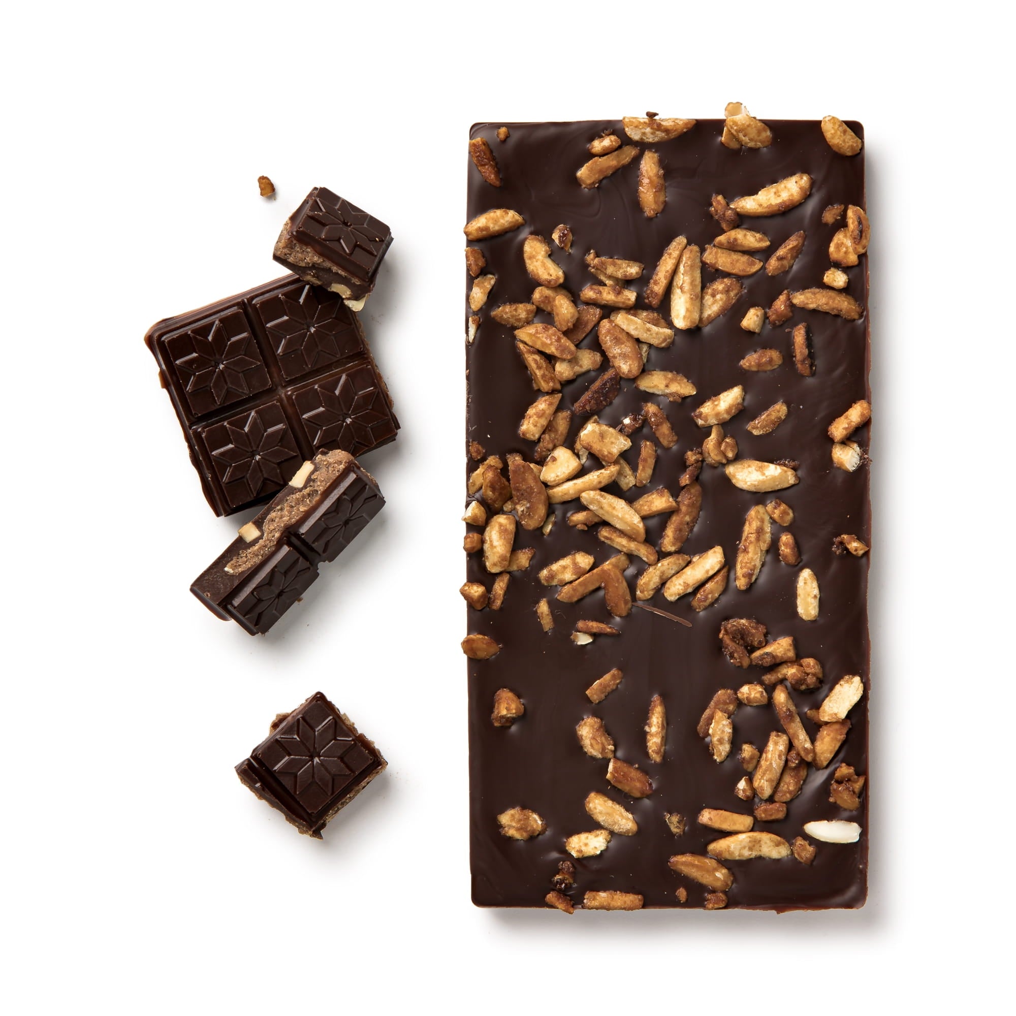 Chocolate Dark salted sanded almond praline bar