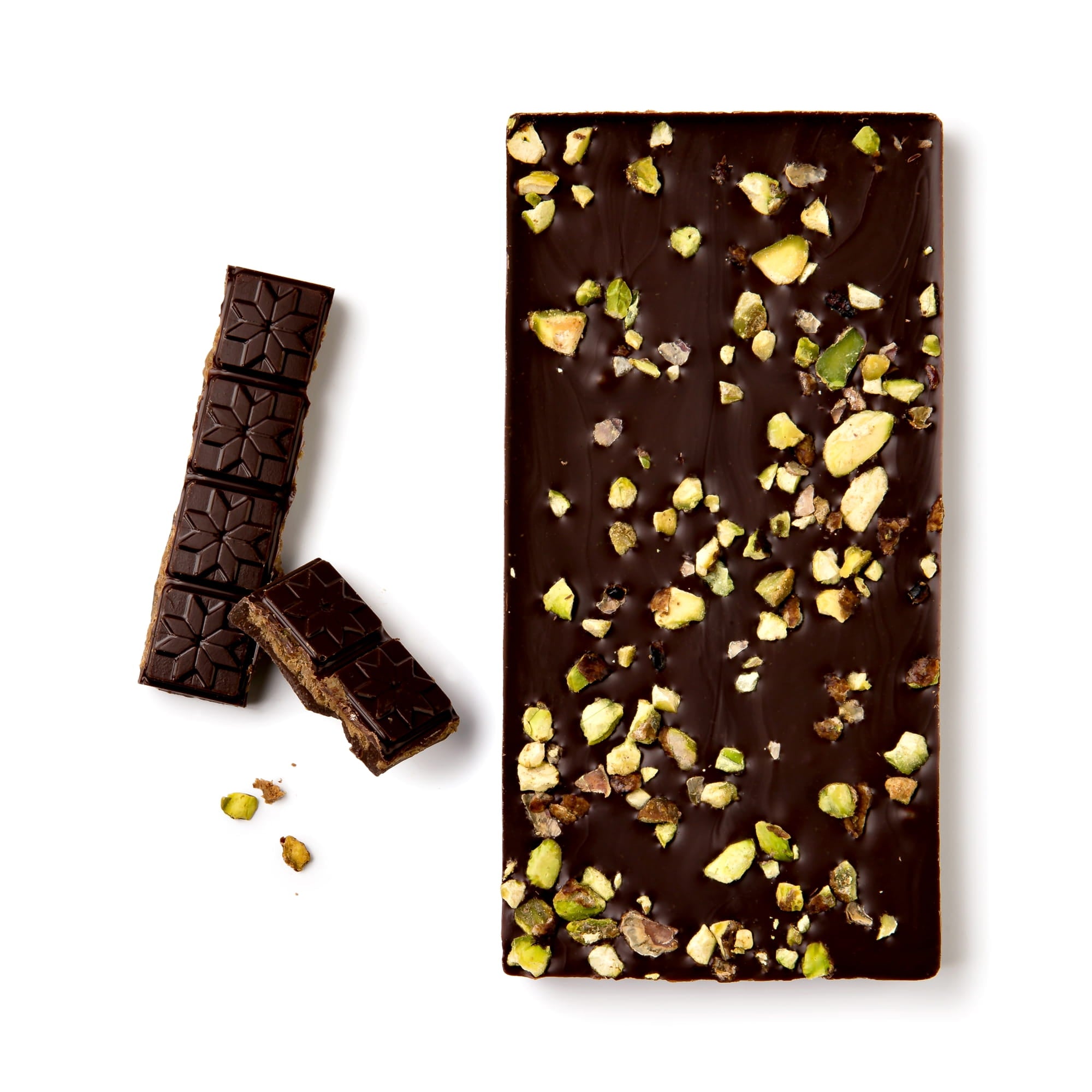 Chocolate bar dark pistachio praline