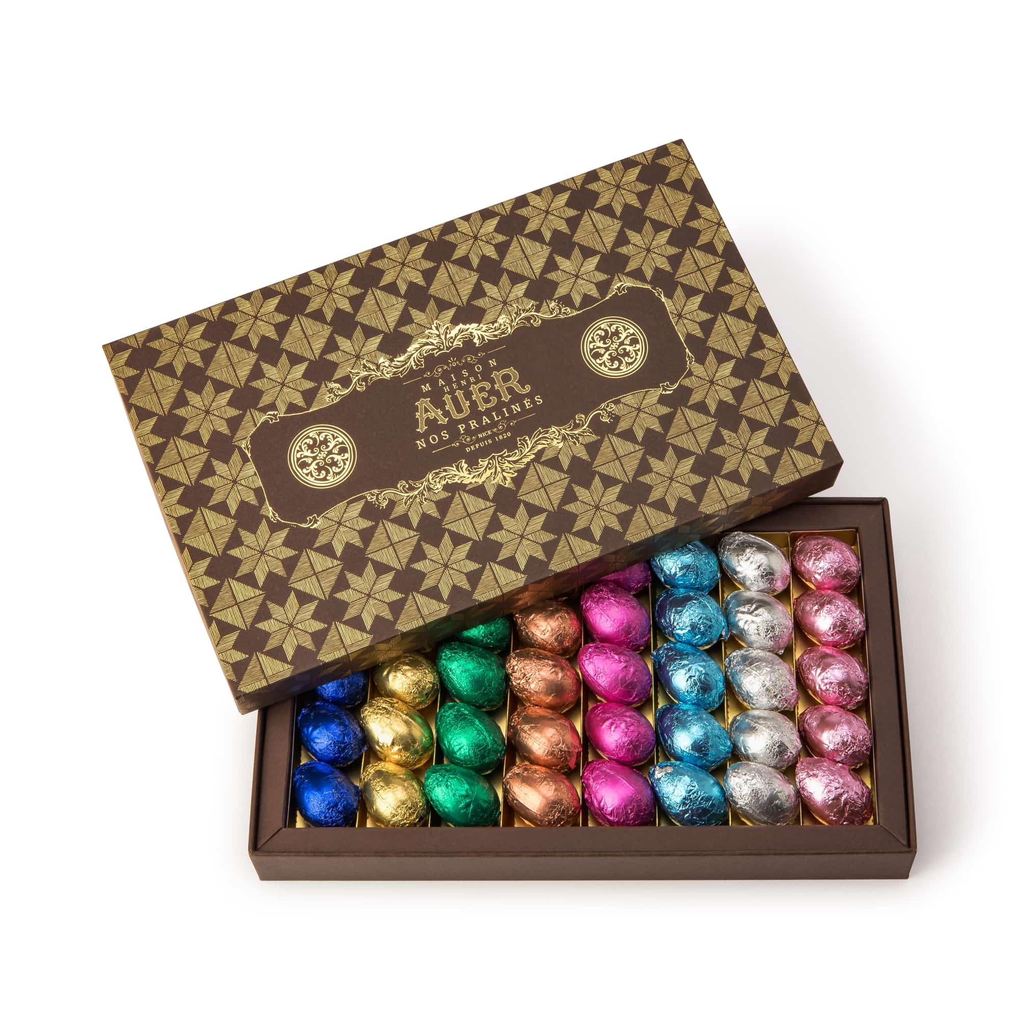 Coffret de 40 oeufs pralinés papillotés